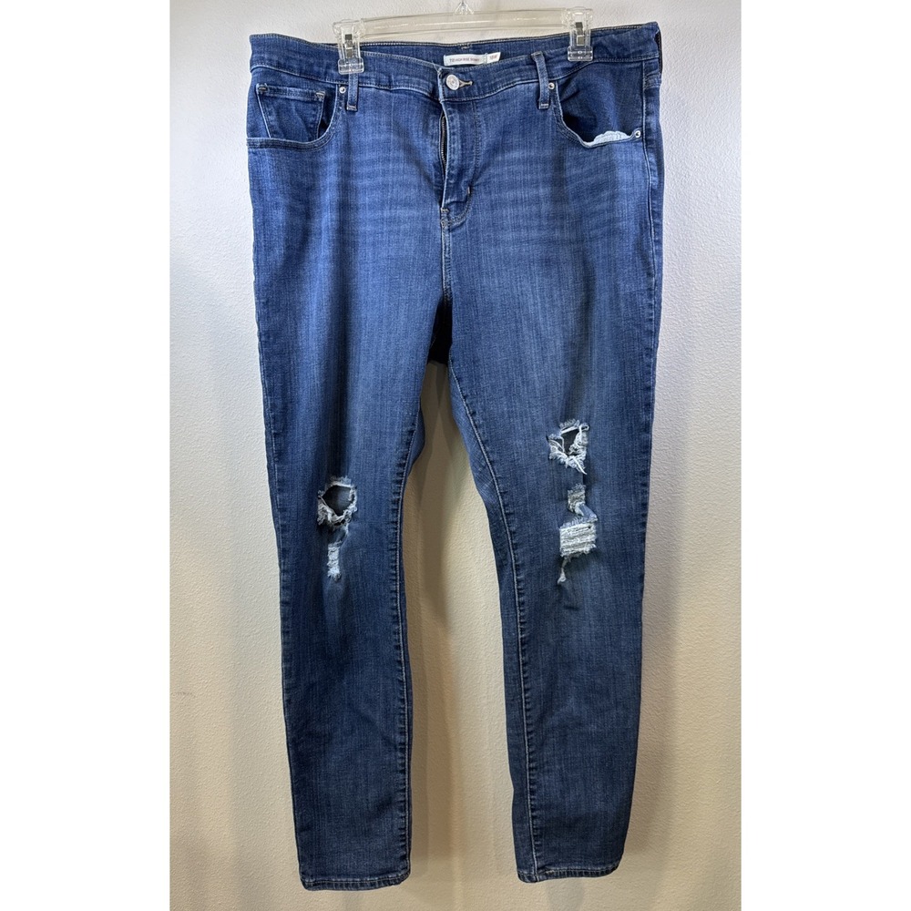 Levi's 721 High Rise Skinny Jeans Womens 18W Blue Distressed Denim Pants
